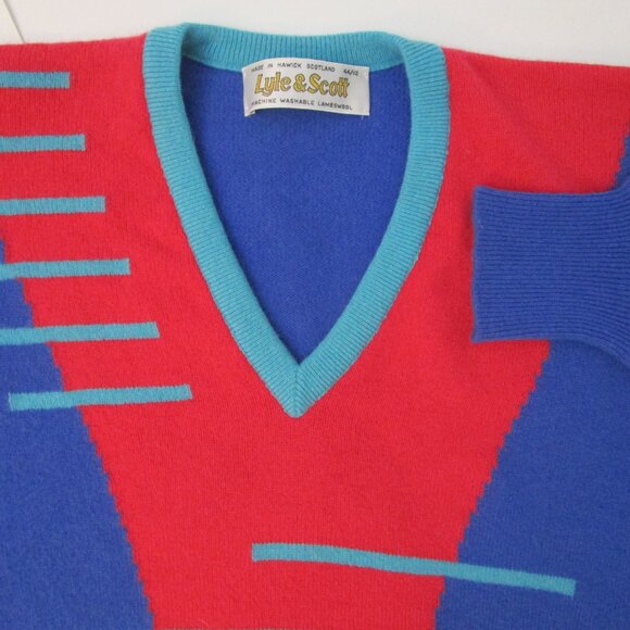 Mens V Neck Pullover Sweater Jumper Intarsia  Scotland - Picture 4 of 8